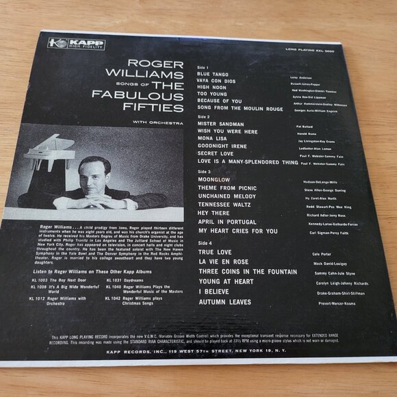 ROGER WILLIAMS Songs Of The Fabulous Fifties Double LP 1960 Kapp KXL 5000 LP4 - Picture 2 of 12